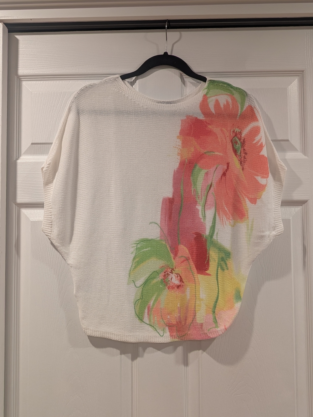 Tommy Bahama White Knit Floral Print Dolman Tunic